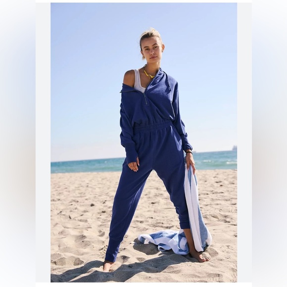 FP Movement by Free People Pants - Free People Movement Training Day Jumpsuit on Indigo Blue Size XL EUC